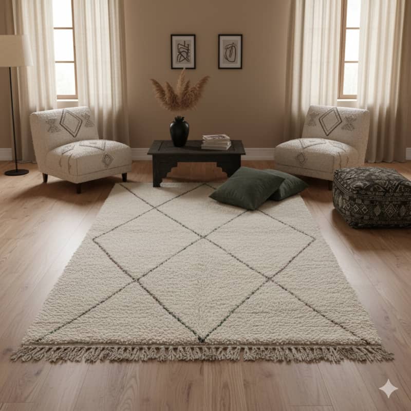 Tapis Berbère Losanges Multicolores - Fait Main au Maroc