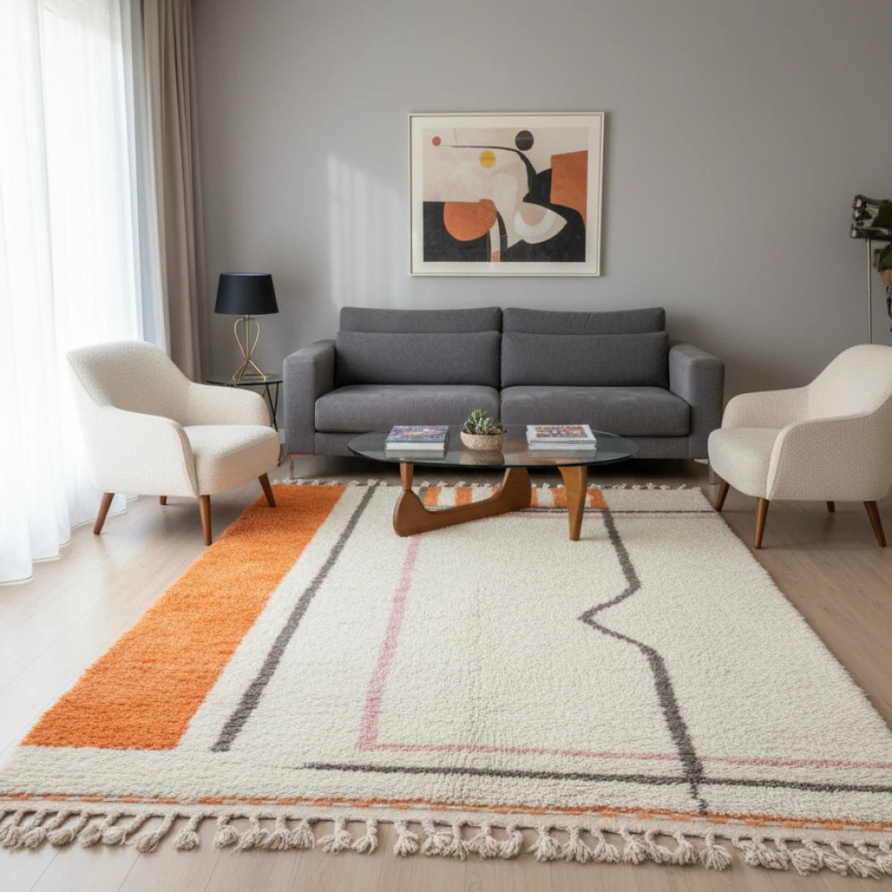 Tapis berbère moderne orange
