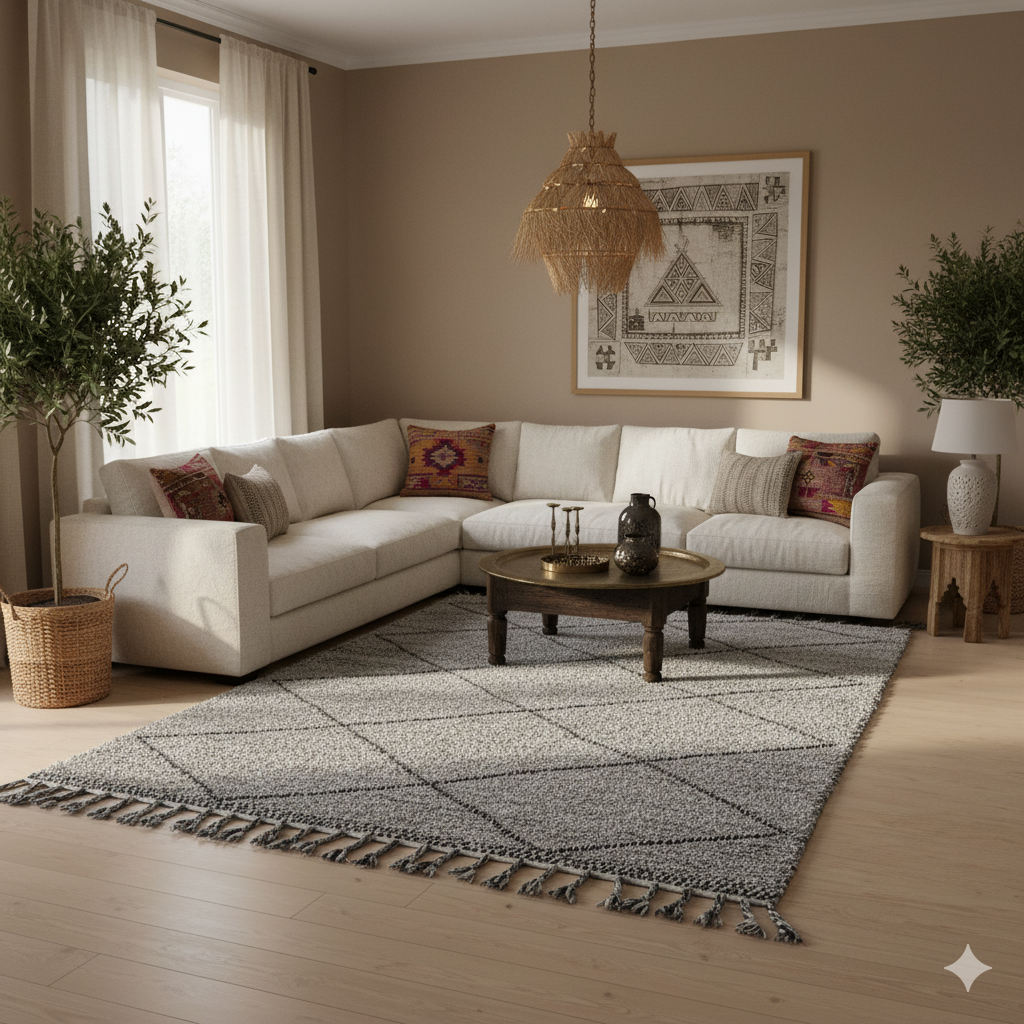 Tapis berbère Noir Zanafi 200x300 cm - Tapis