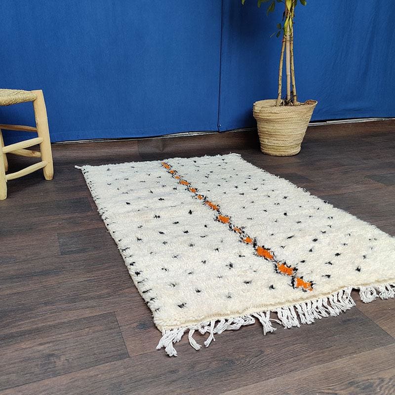 tapis marocain orange blanc