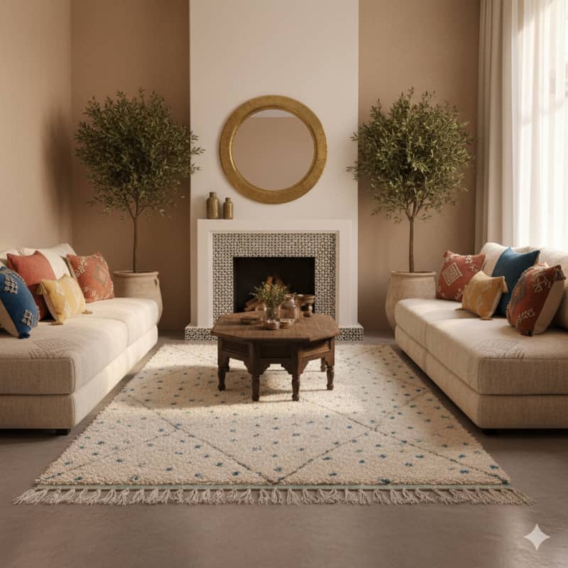 Tapis Berbère Pois Bleu Somptueux <br> 165x230 cm
