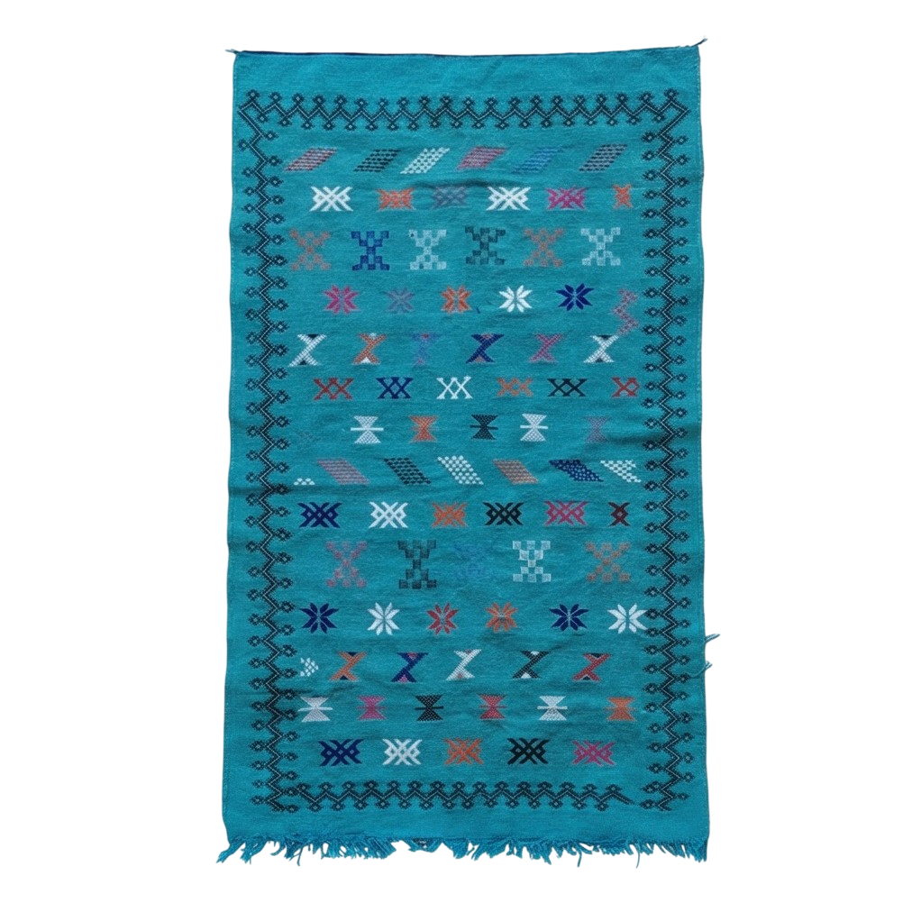 Tapis berbère turquoise Sabra 95x160 cm