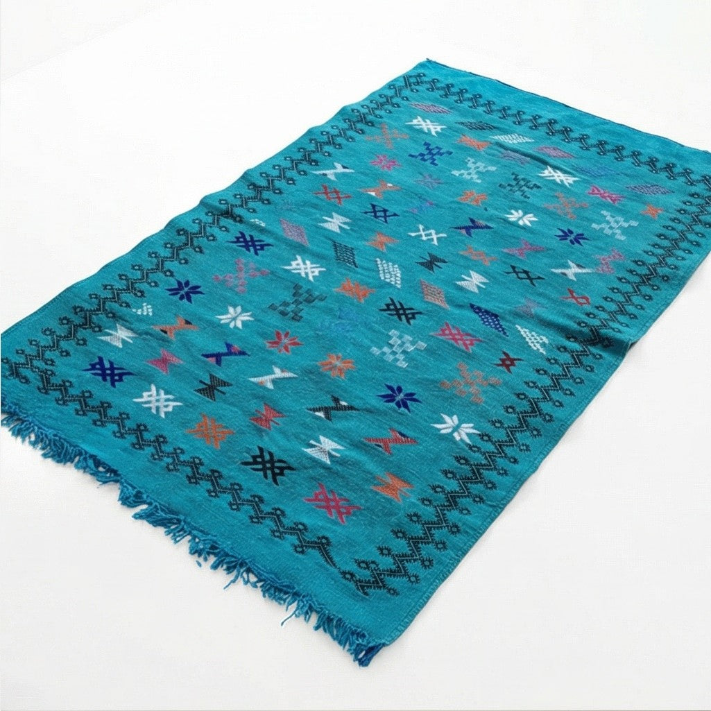 Tapis berbère turquoise Sabra 95x160 cm