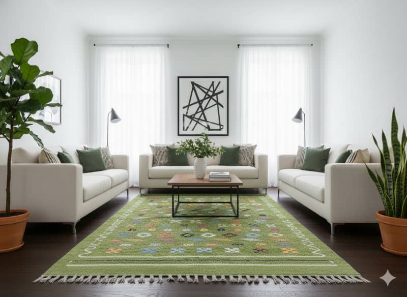 Tapis Berbère Vert Bohème <br> 152x230 cm