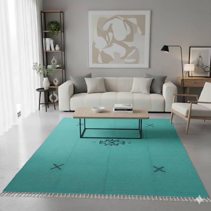 Tapis Berbère Vert en Coton <br> 140x225 cm