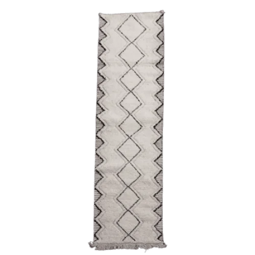 Tapis marocain couloir blanc et noir 