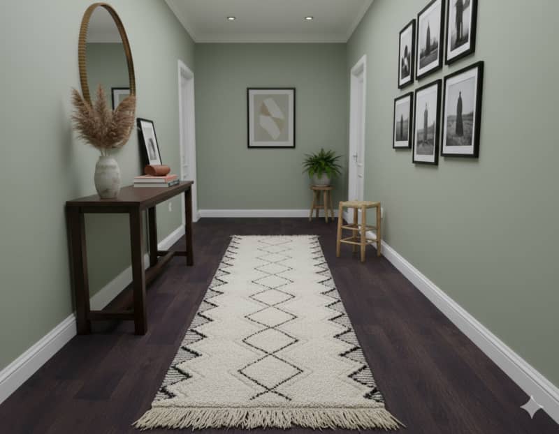 Tapis couloir Béni Ouarain noir et blanc <br> 80x290 cm