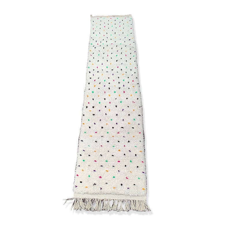 tapis de couloir moucheté de plusieurs couleurs fait main au Maroc
