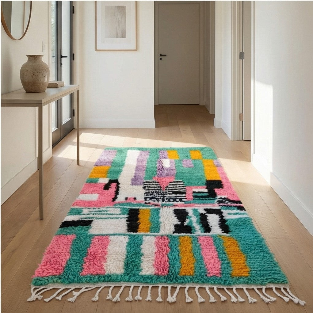 Tapis de couloir Boujad vert 100x275 cm
