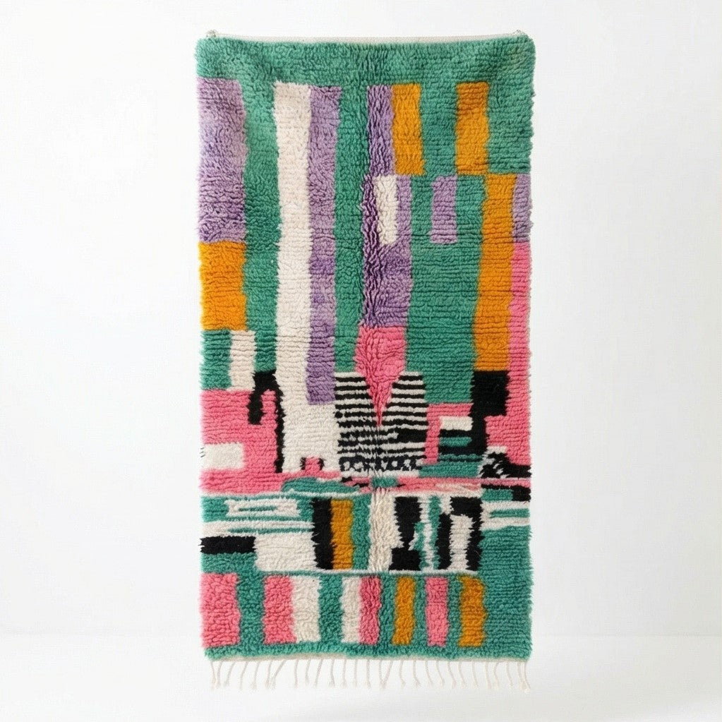 Tapis de couloir Boujad vert 100x275 cm