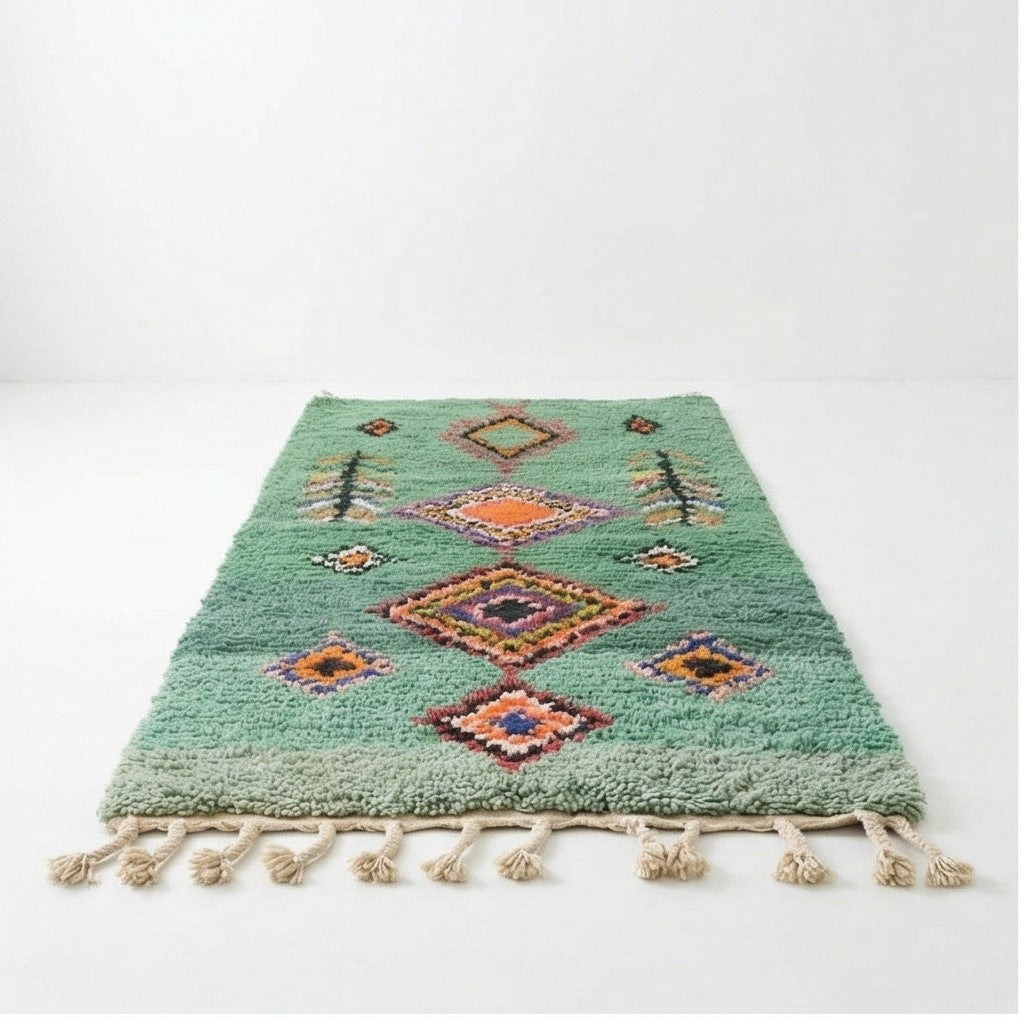 Tapis de Couloir berbère vert bohème
