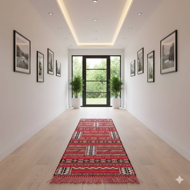 Tapis de couloir Kilim Rouge Ethnique 78x255 cm