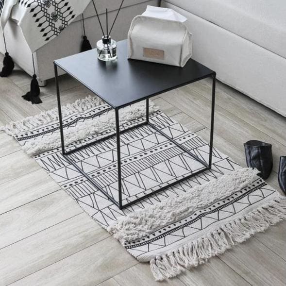 Tapis Esprit Berbère Ethnique <Br>Noir et Blanc Rayya - MAZIR