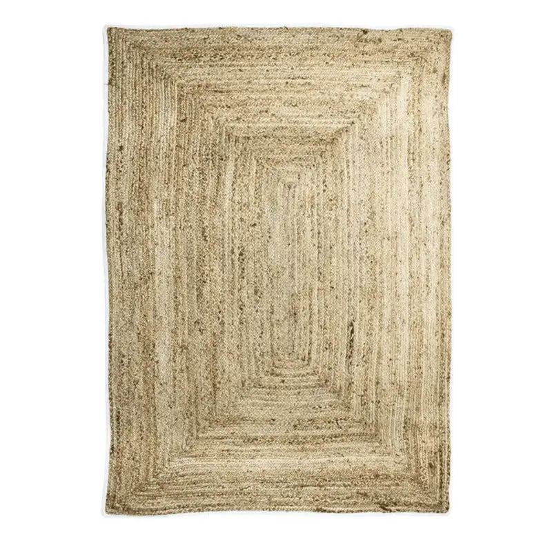 Tapis à base de jute et à bande blanche