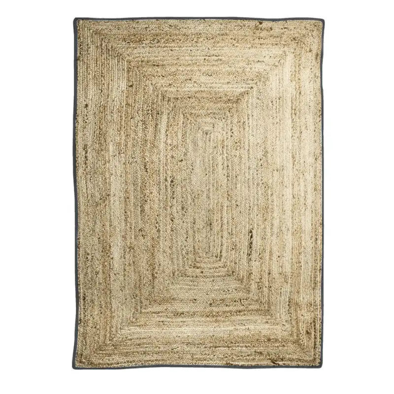 Tapis jute naturelle bande noir