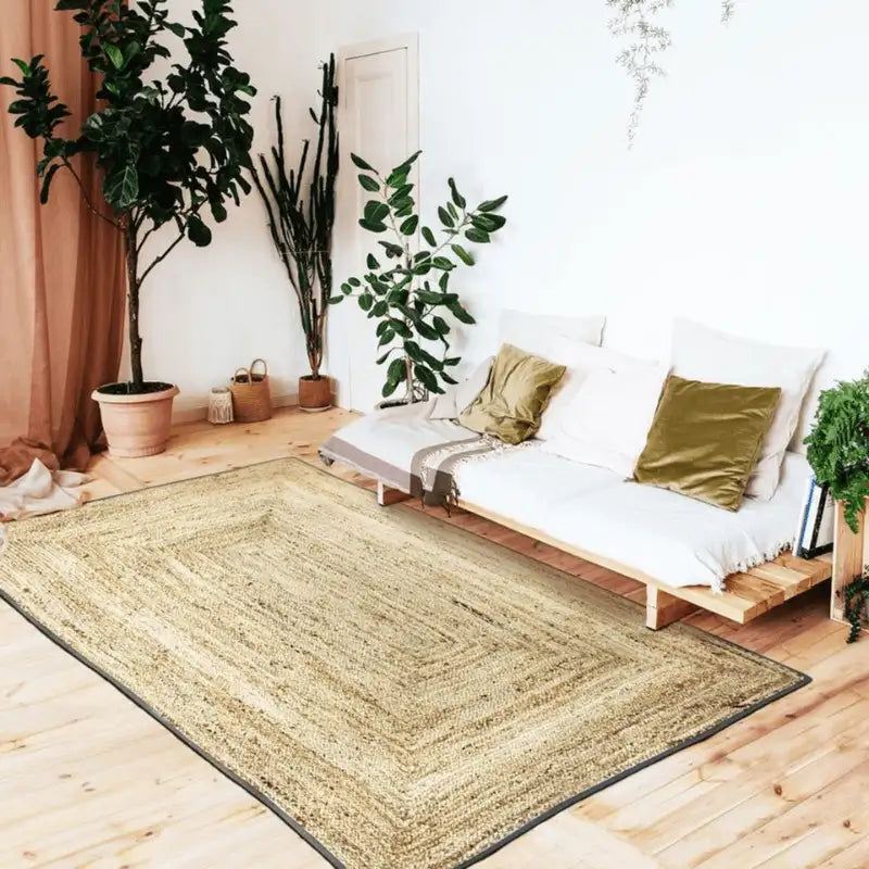 Tapis jute contour noir