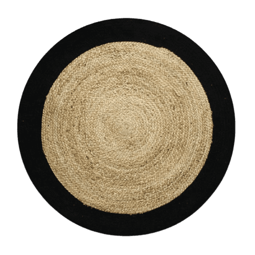 tapis jute rond noir