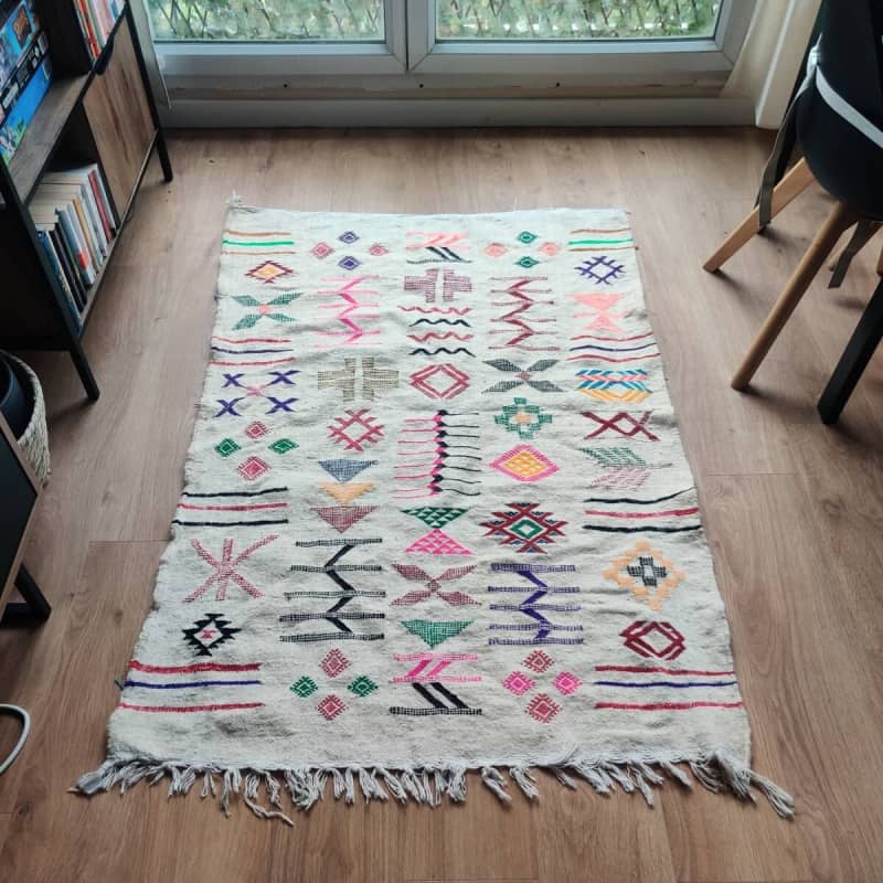 Tapis kilim blanc motifs berbères | MAZIR