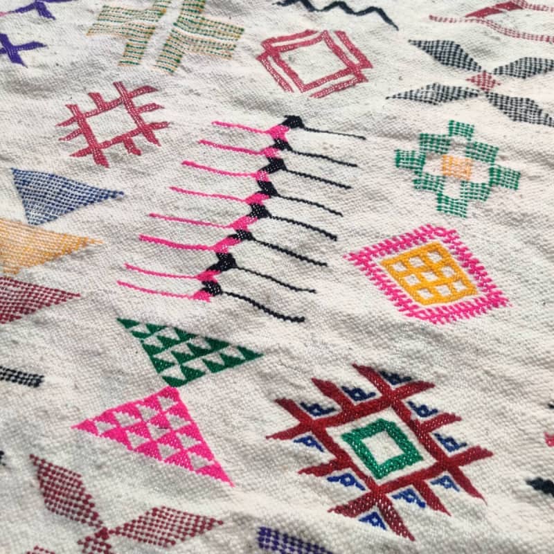 Tapis kilim blanc motifs berbères | MAZIR