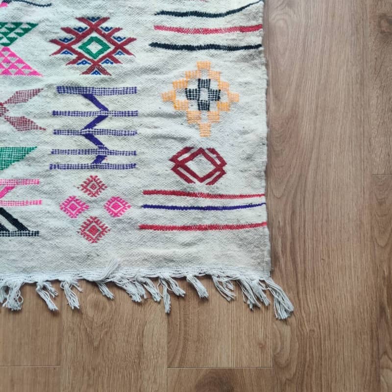 Tapis kilim blanc motifs berbères | MAZIR
