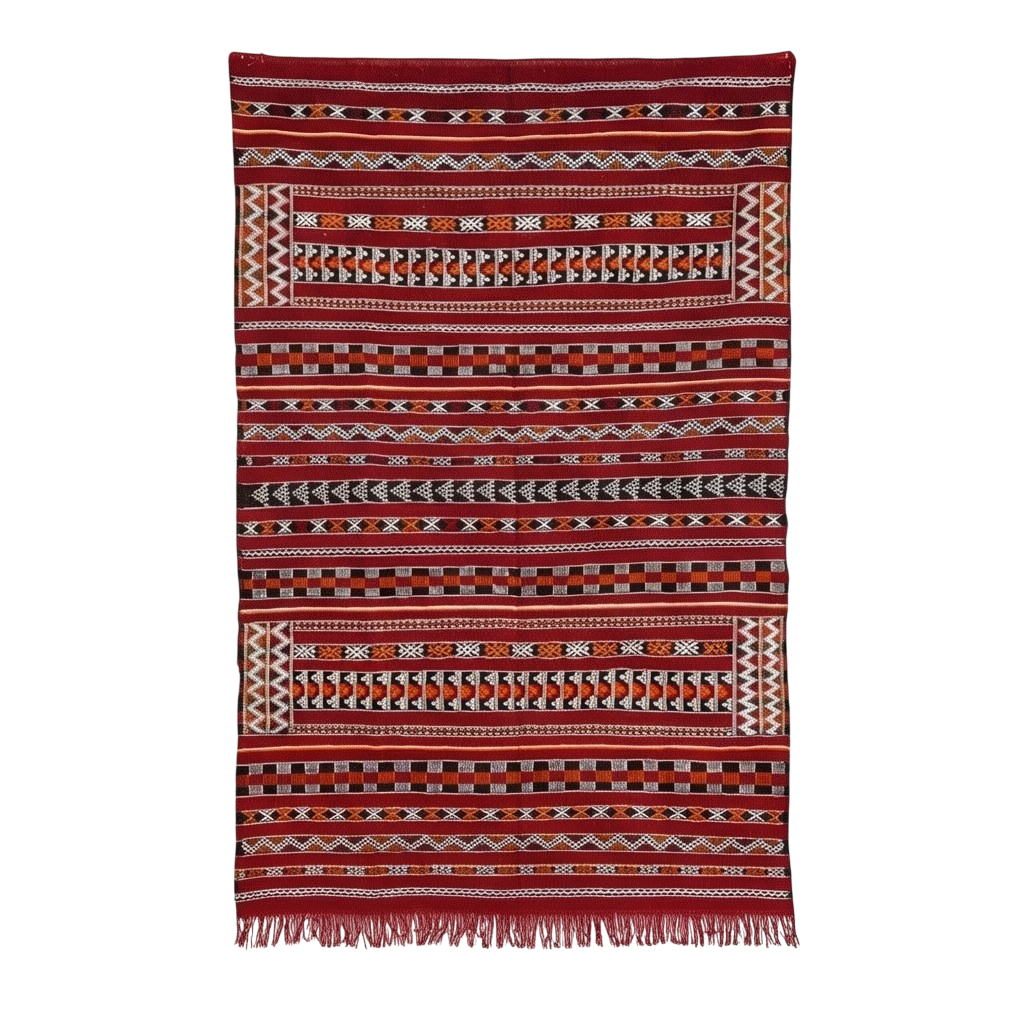 Tapis berbère rouge kilim 155x240 cm