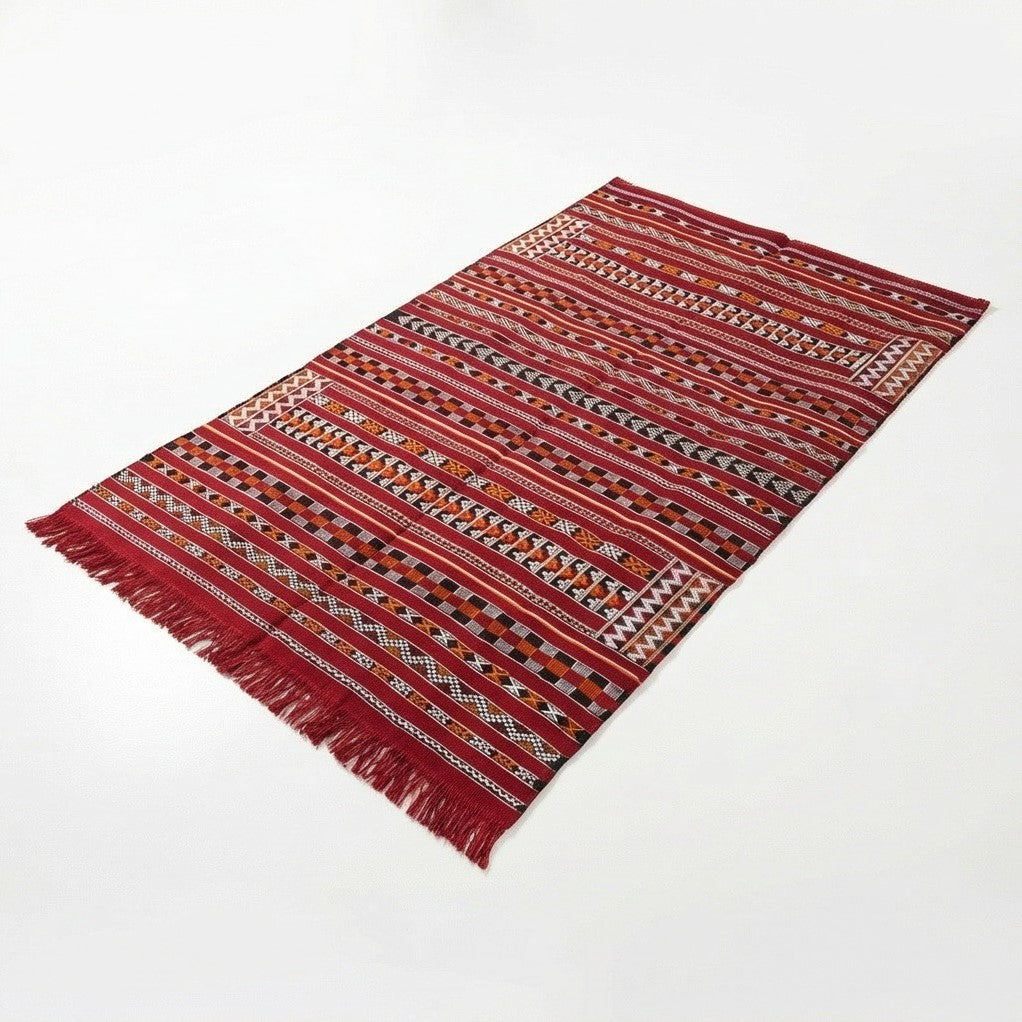 Tapis berbère rouge kilim 155x240 cm