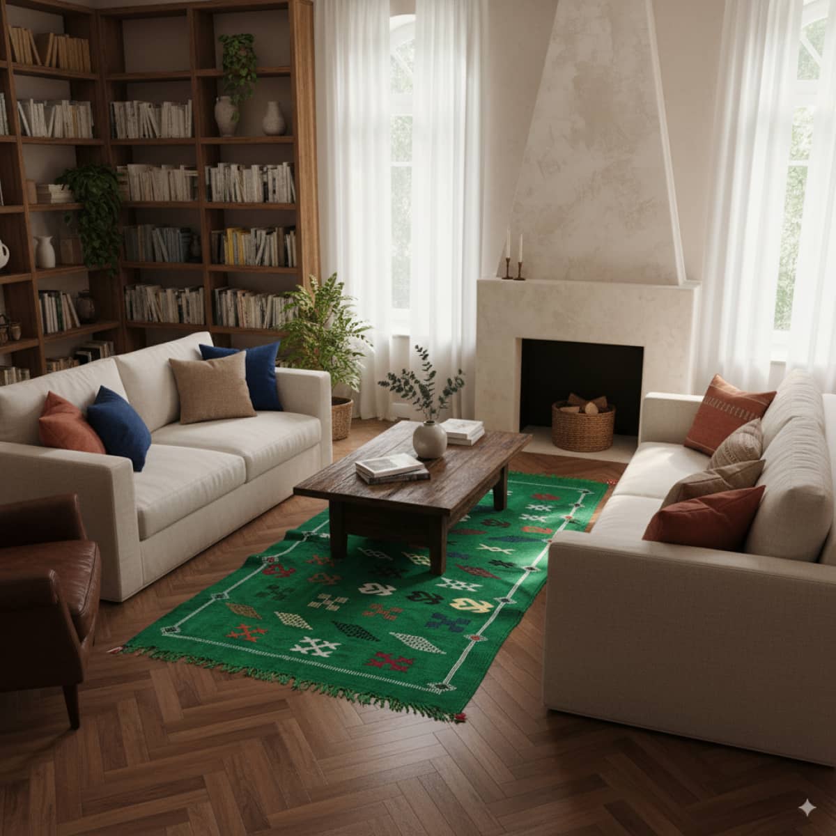 Tapis Kilim Vert Berbère | MAZIR