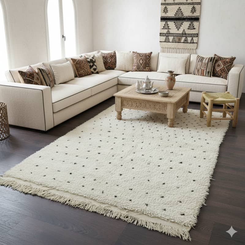 Tapis marocain à Pois Noirs <br> 105x175 cm