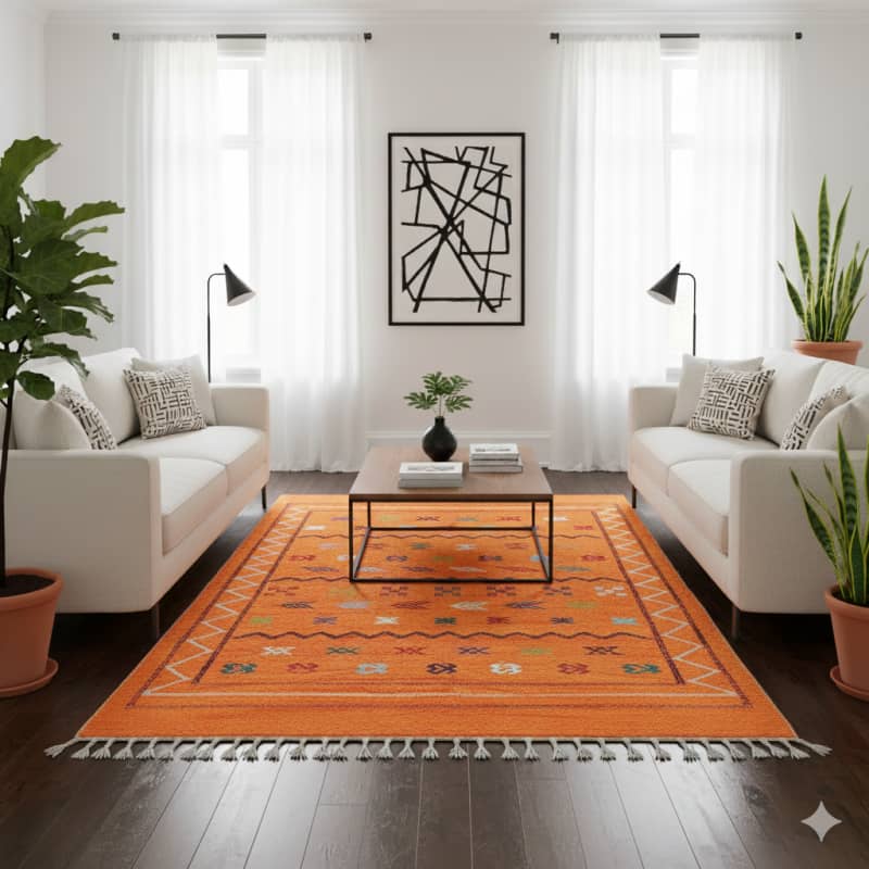 Tapis Marocain berbère Orange <br> 113x200 cm