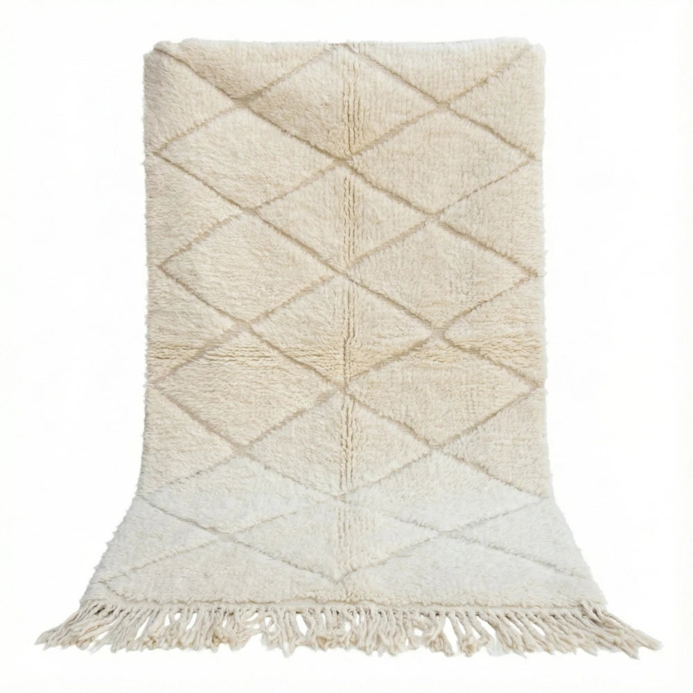 Tapis marocain blanc à losanges