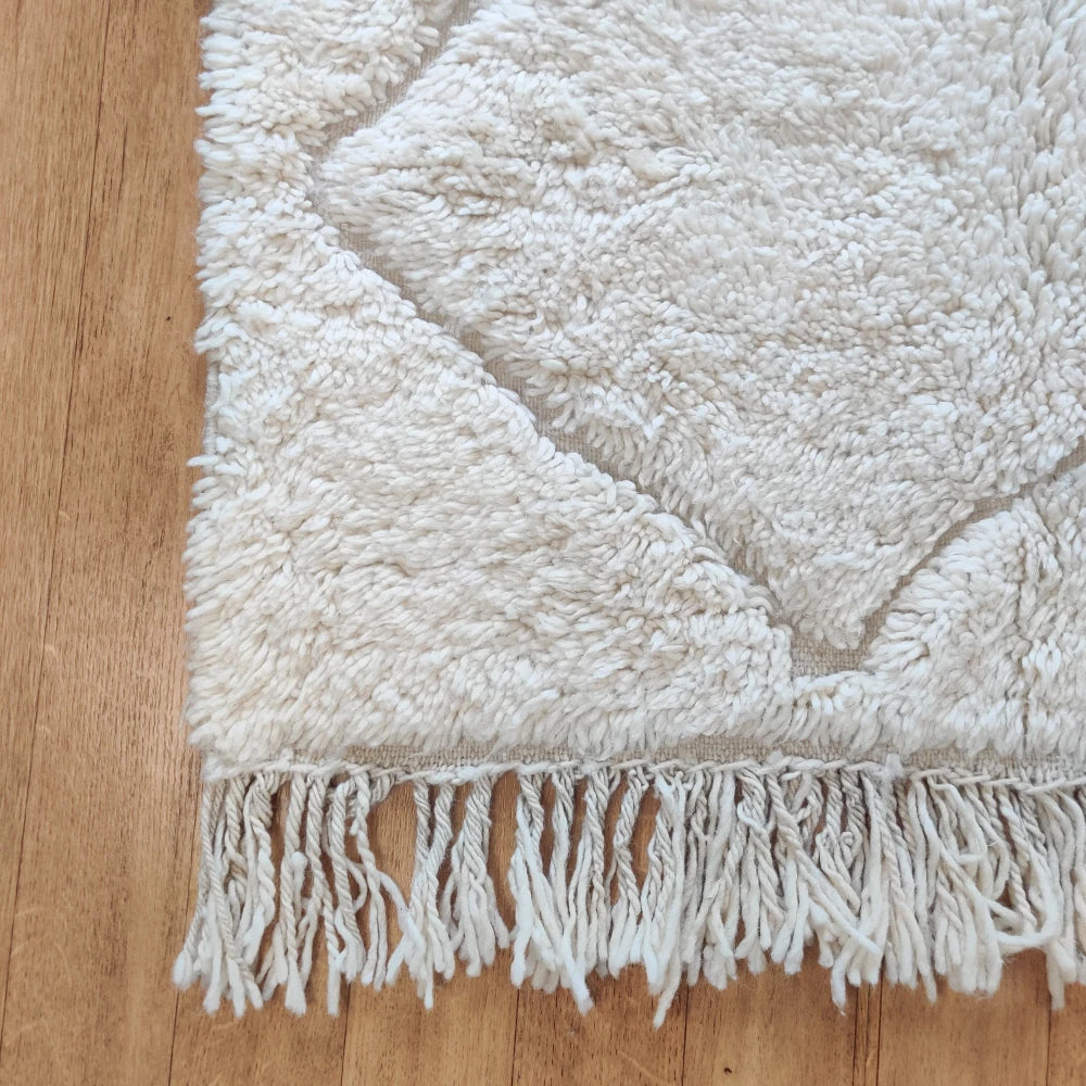 Tapis Marocain Blanc en Laine 150x250 cm