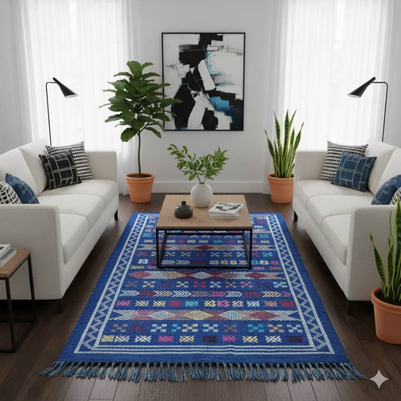 Tapis Marocain Bleu Bohème <br> 115x200 cm