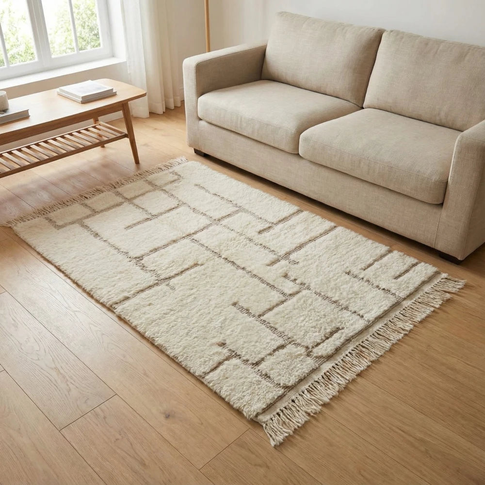 Tapis berbère motif graphique noir