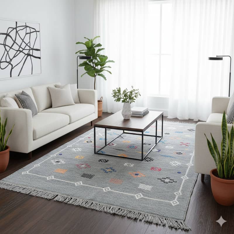 Tapis marocain gris Ethnique