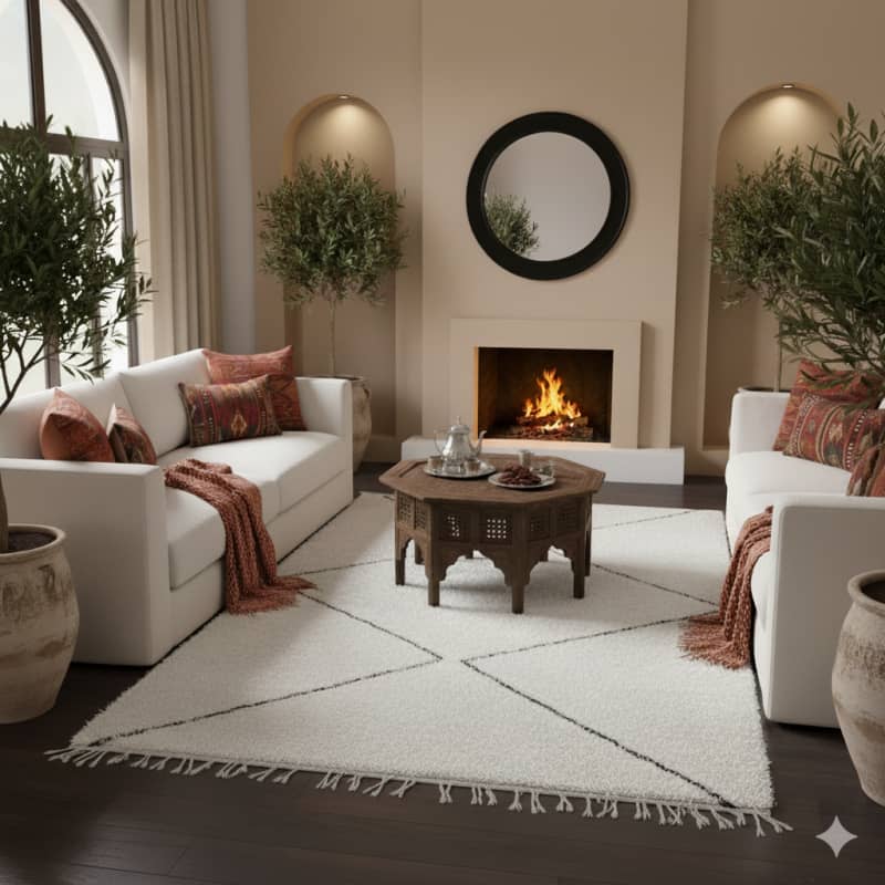 Tapis Marocain Noir et Blanc <br> Beni Ouarain 170x210 cm