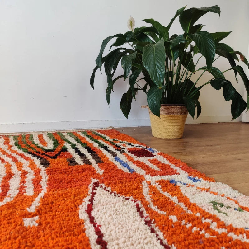 Tapis marocain orange boujad - MAZIR Décoration