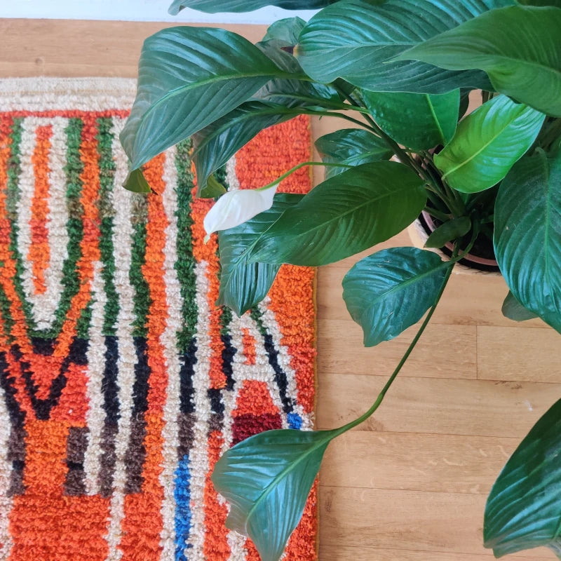 Tapis marocain orange boujad - MAZIR Décoration