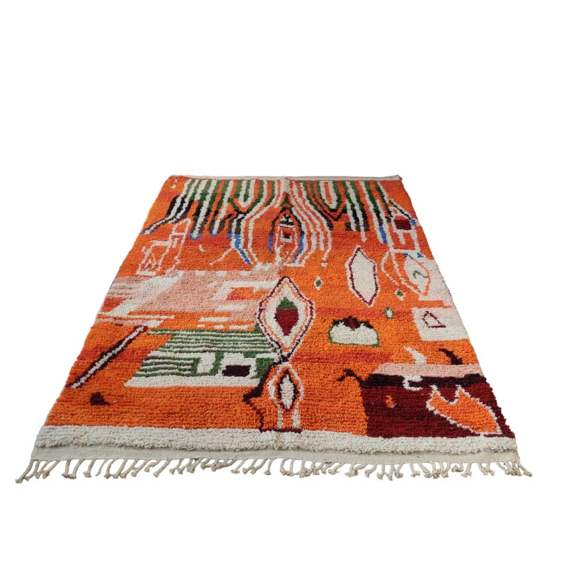 Tapis marocain orange boujad - MAZIR Décoration