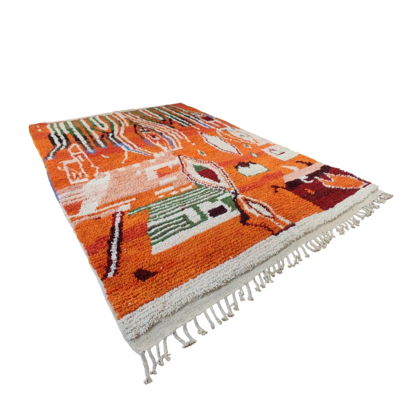Tapis marocain orange boujad - MAZIR Décoration