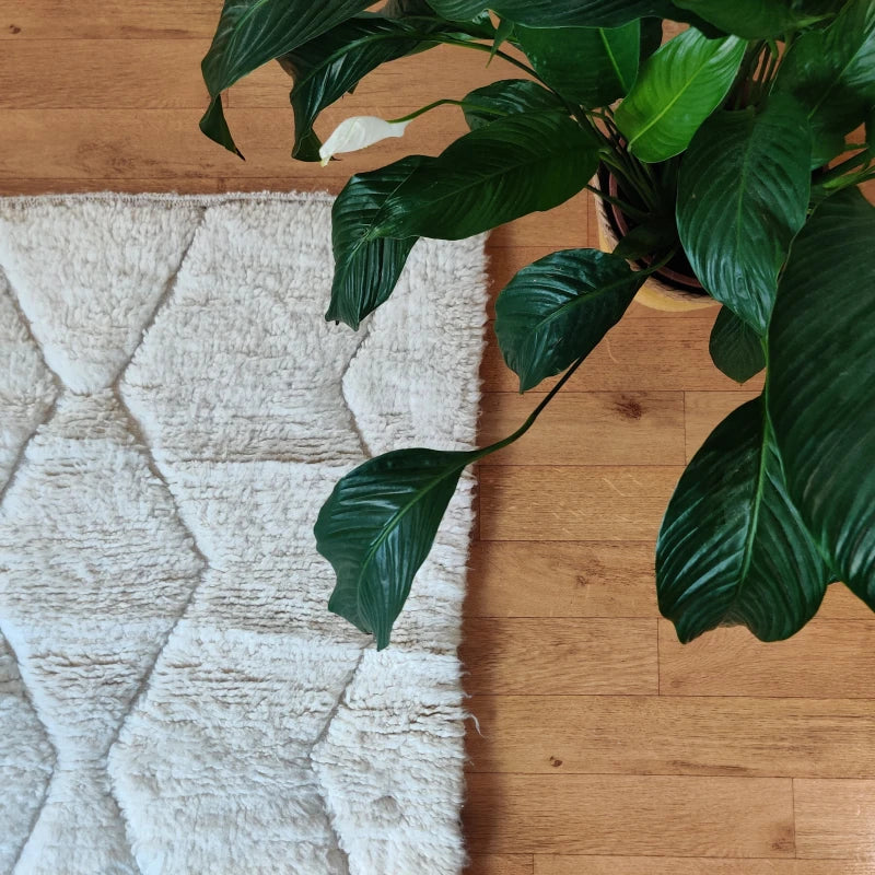 Tapis marocain zigzag blanc - MAZIR Décoration