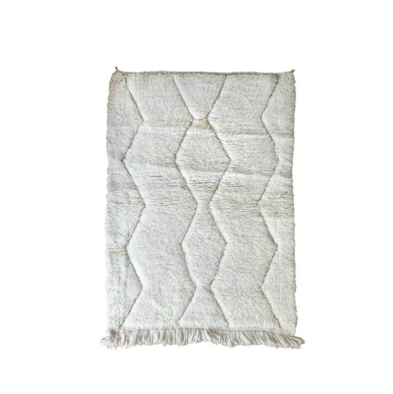 Tapis marocain zigzag blanc - MAZIR Décoration