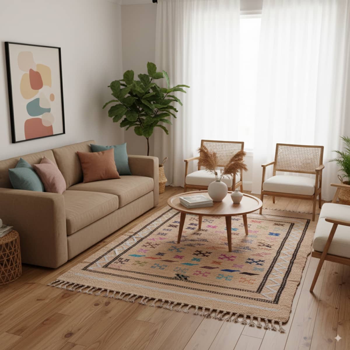 Tapis Mosaïque Bohème - Beige & Vif