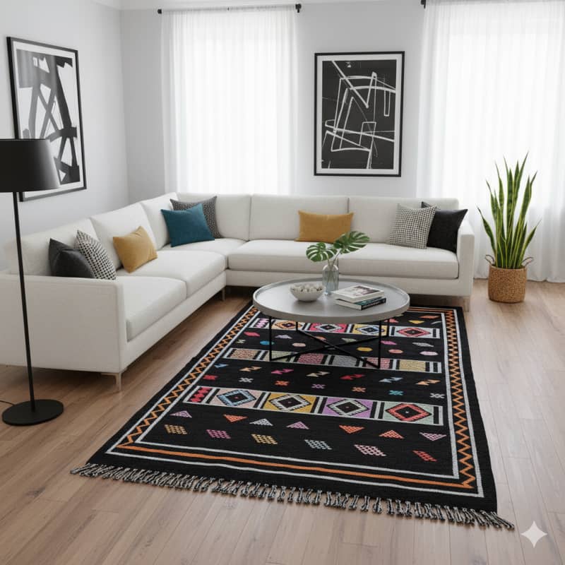Tapis Sabra Noir ethnique <br> 145x235 cm