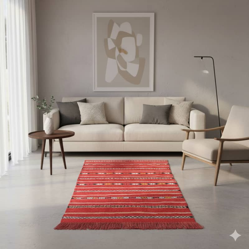 Tapis Turc  Kilim Rouge Ethnique 60 x 90 cm
