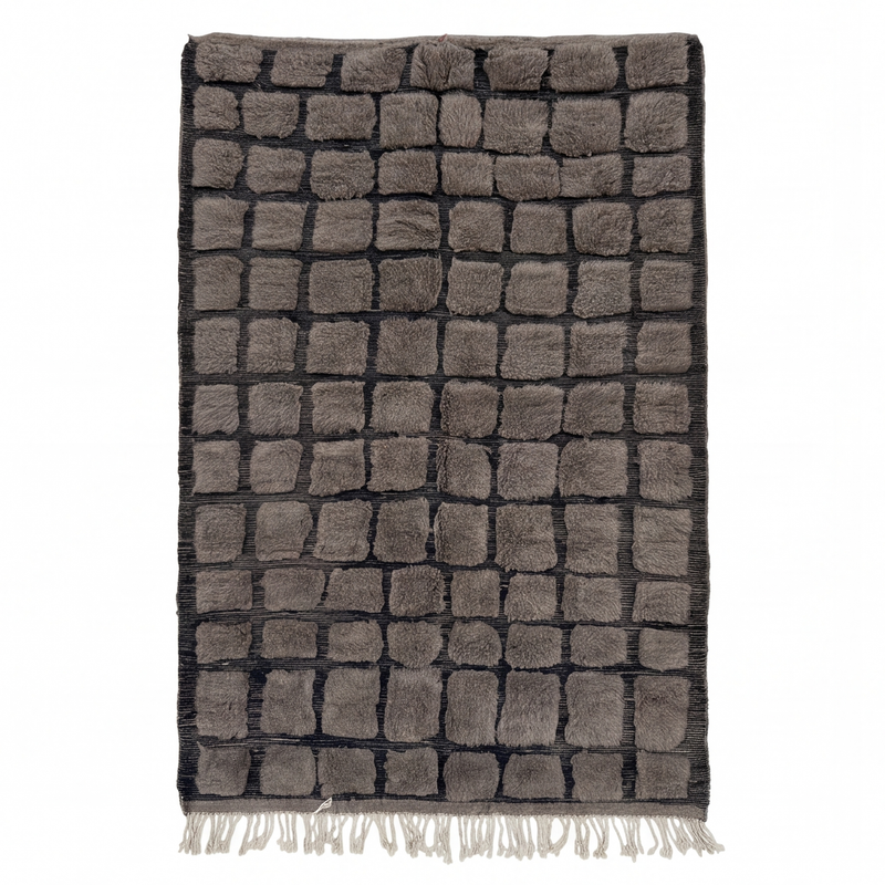 Tapis Mrirt gris anthracite motif pavé relief
