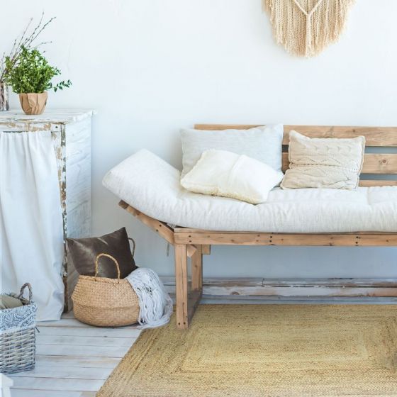 tapis en jute dans un salon