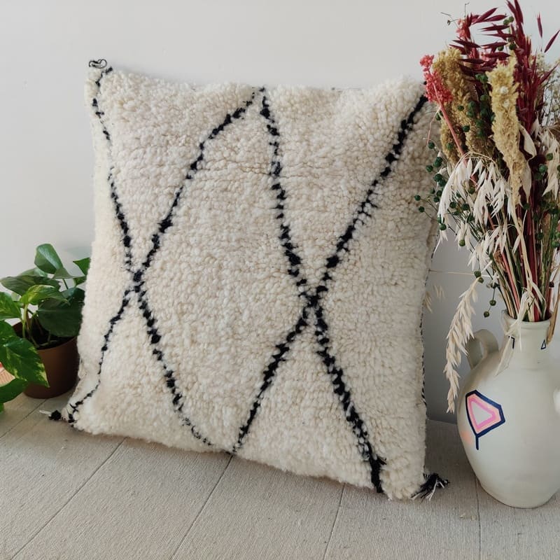 Coussin Berbère Noir Et Blanc