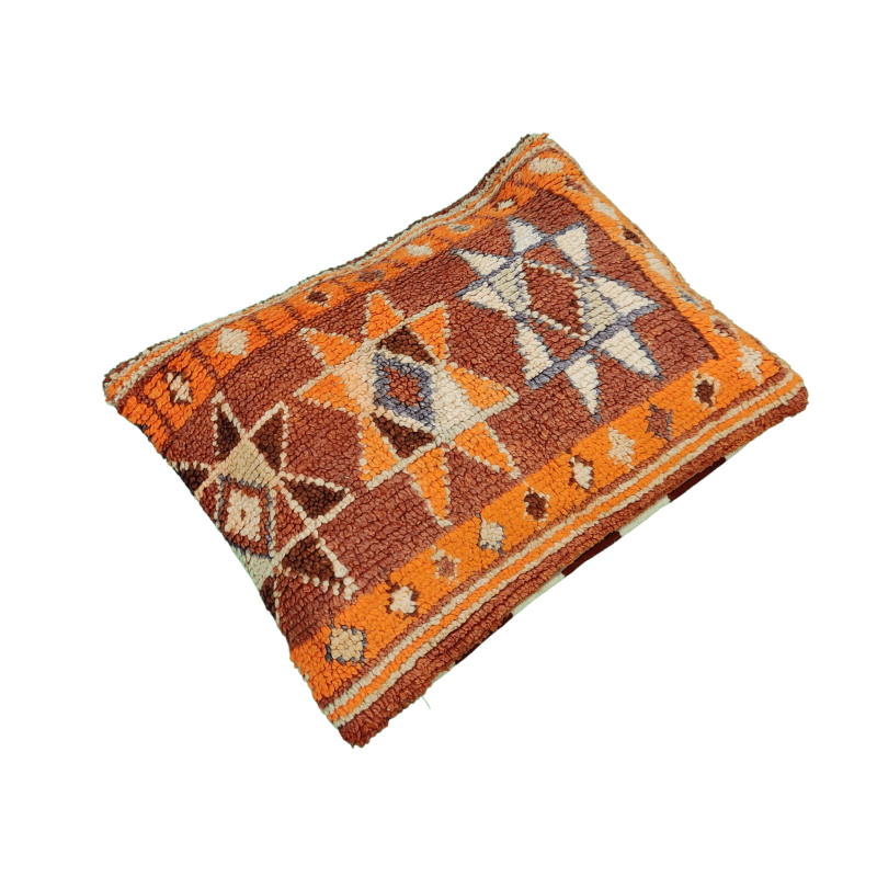 Coussin Berbère Orange étoile tribal style Vintage