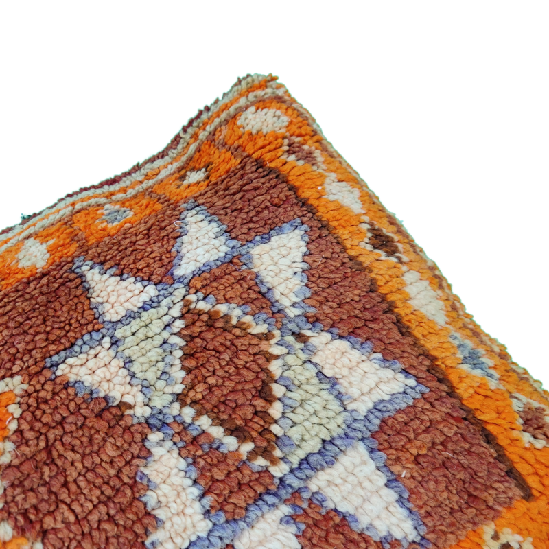 Coussin Berbère Orange étoile tribal Vintage style ethnique