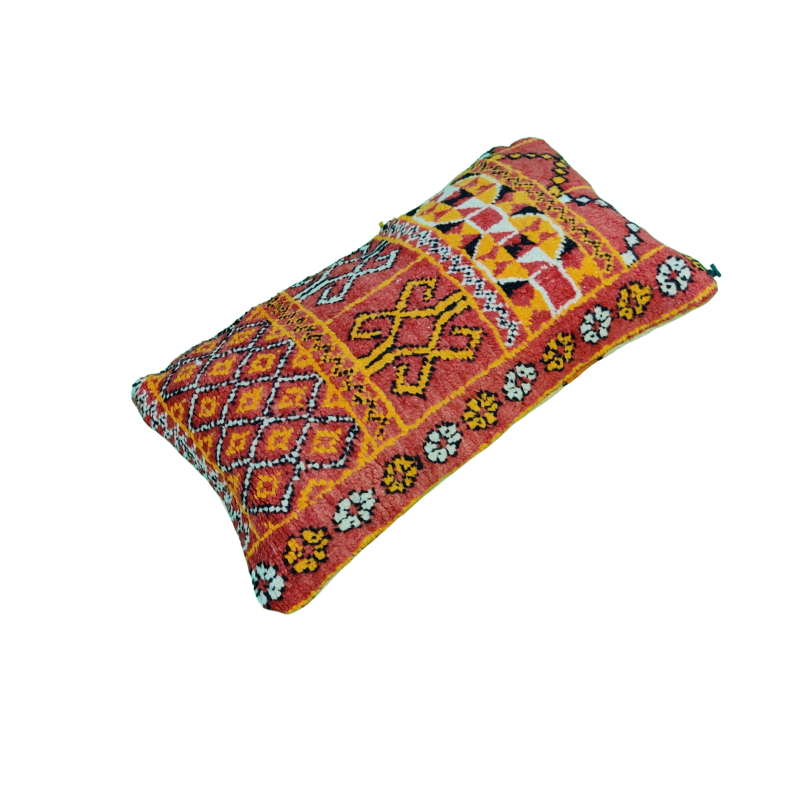 Coussin Ethnique Orange LORA artisanal